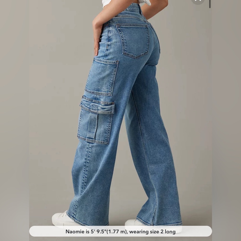 American Eagle|Curvy Super High Waisted Baggy Wide-Leg Cargo Jeans|Sz 14